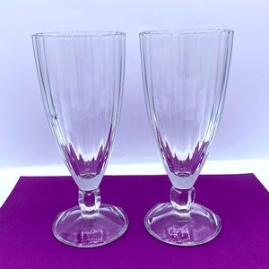 Vintage Footed Soda Shoppe Ice Cream Parfait Ribbed Glasses